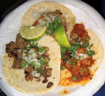 $2 tacos, with tough meats, chewy tortillas, not digging them.