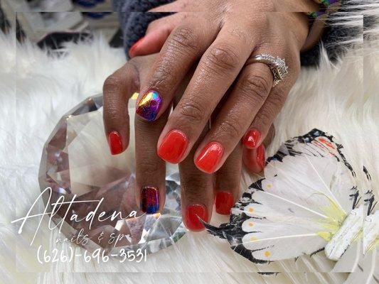 Healthy Dipping Powder with foil densign   Follow us on fb at Altadena Nails Spa,  and  Insta@altadenanailspa