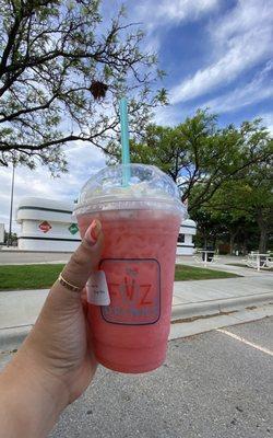 Strawberry fiiz Italian soda with whip cream