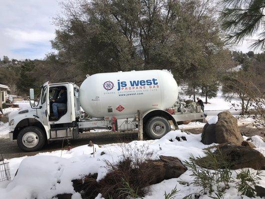 Filling propane tank getting ready for the next storm to follow!