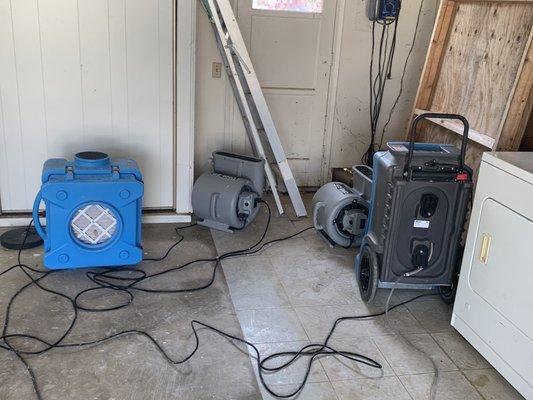 drying out the flooded garage