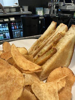 Fried green tomato grilled cheese. Needed a little "picante."