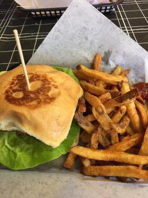 The bacon jam- note the NOT ICEBERG lettuce. Fries are great.