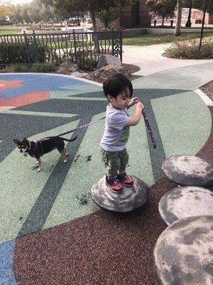 The mushrooms are a good stepping activity for young children.