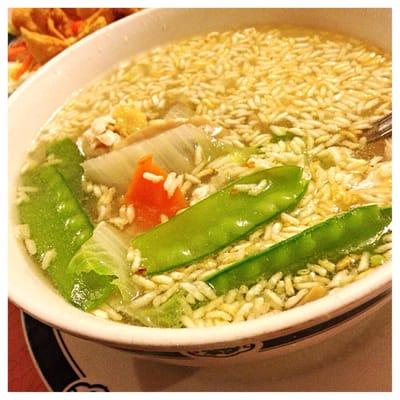 Sizzling chicken rice soup