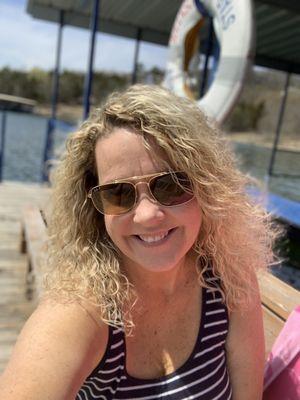 Sunning on the swim deck at the boat dock