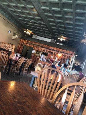 Inside dining area, old school original architecture and quite quaint