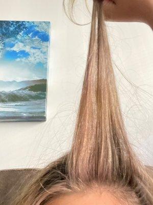 Pink strands of hair