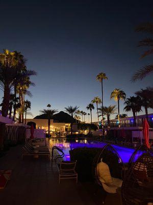 View by the pool at night