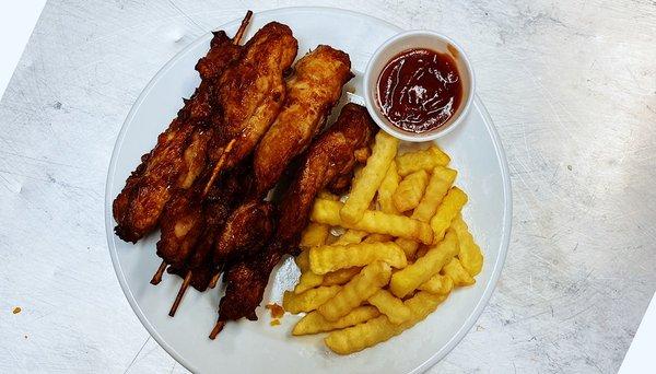 Chicken sticks with fries