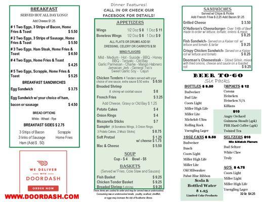 New Menu for Carry Out-Back