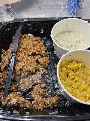 Dry and chewy country fried steak