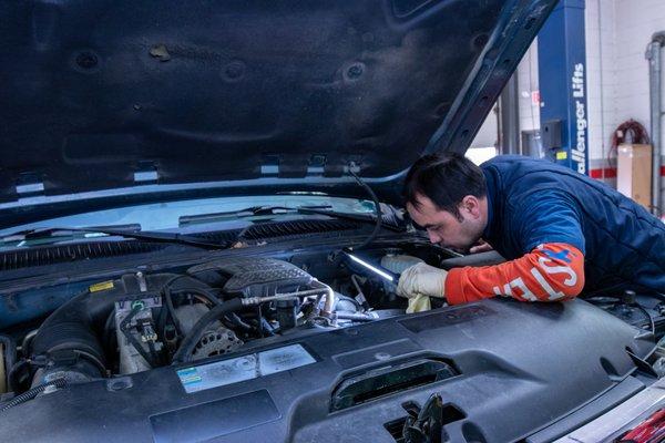 One of our technicians inspecting an engine!