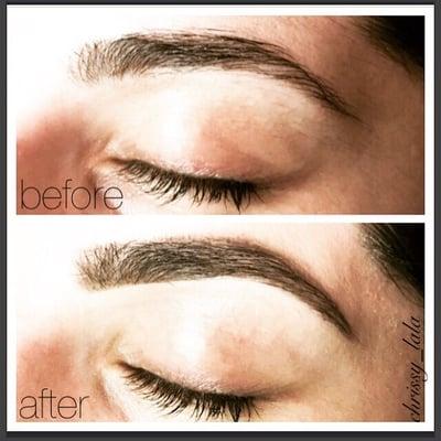 Before & After. Re growing this clients natural full brow back to its beautiful self after previous experience being threaded.