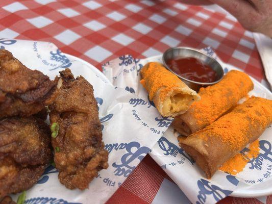 chicken nugs and mac and cheese lumpia-