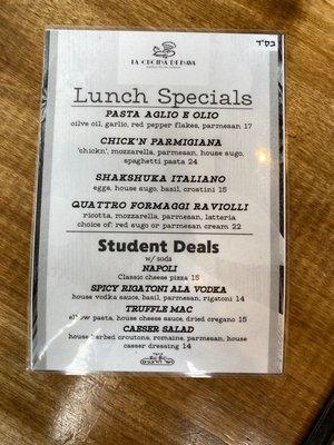 Lunch specials