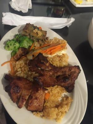 Bbq pork rice platter - can't get enough