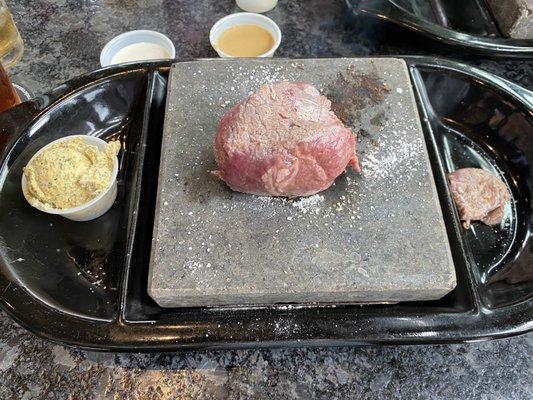 Preparing to cook my steak.