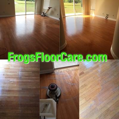 Wood floor restoration is one of our specialties! For this project we had to remove many layers of wax to unveil the original look.