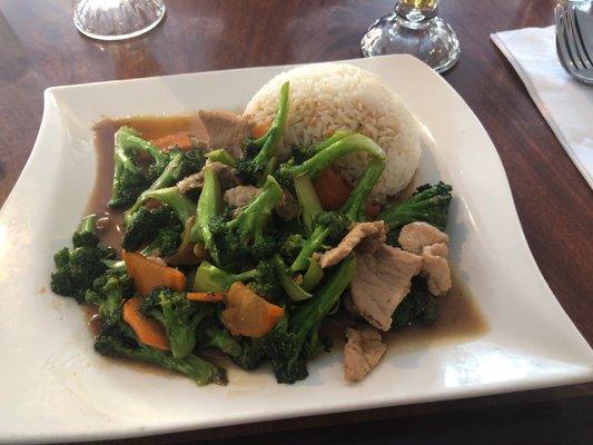 Broccoli with pork.