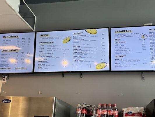 Menu of breakfast and lunch options.