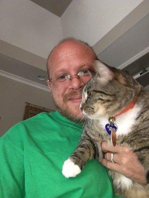 Owner chris harvey with kitty!