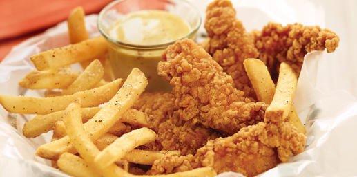 Chicken tender and fries