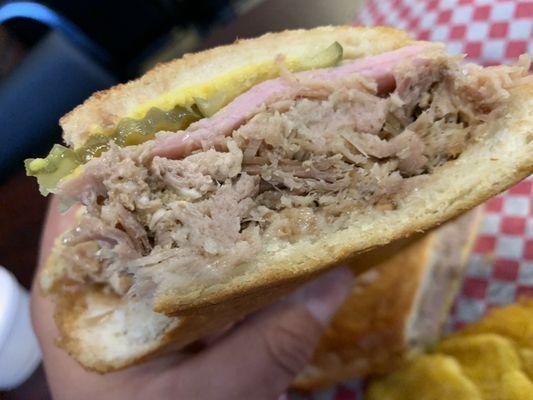 This thing weighed as much as a 5 pound brick . And it was only one half.  Cuban Sandwich