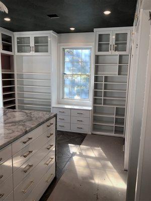 Custom Dressing Room with Top Shelf Closets