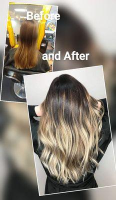 Ivy did a stunning makeover. Not only did she nail the blonde Ombre tones but rooted the top with a darker brown.