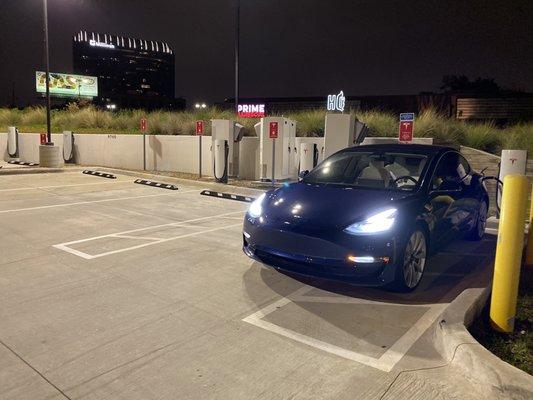 Dallas, TX Tesla supercharging station.  12 stations