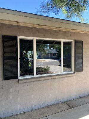 New white vinyl dual pane window installed