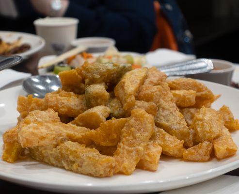 Minced Salted Egg Yolk with Yam 蛋黃焗山藥: $17.99; $19.59 with tax.