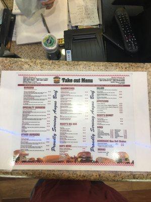 Takeout menu