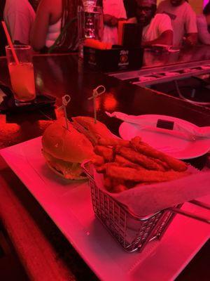 VEGAN BURGER with sweet potato fries $23