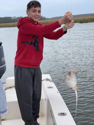 Catching a Sting Ray with May River Excursions!