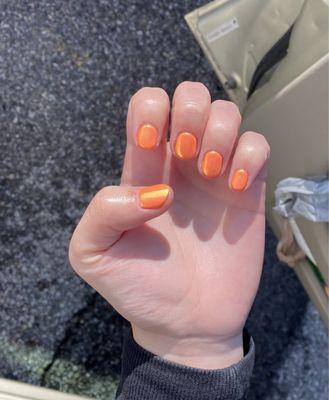 Orange Chrome Gel Manicure