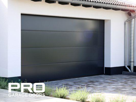 Black window-less premium garage door