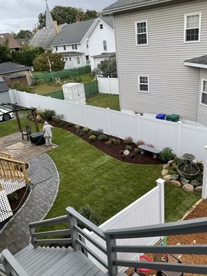 Full landscaping design with paver walkway