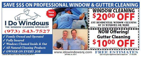 Window and Gutter Cleaning Coupon for New Jersey Business and Homeowners