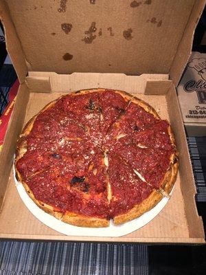 Large Chicago style Deep Dish Pizza