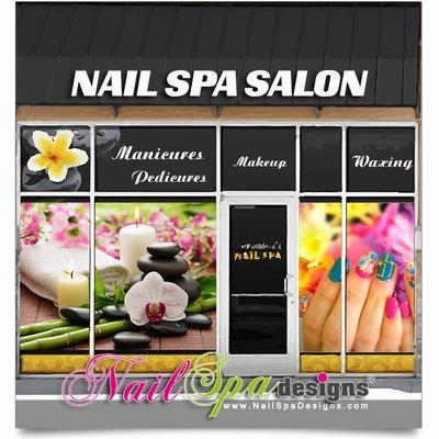 Mesh Vinyl Window for Nail Salon #MeshVinyl #NailSpaDesigns www.NailSpaDesigns.com