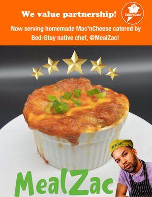 Our Mac'nCheese options are catered to us by local chef, Thomas! It's 5-star rating  makes it a great option for the Mac Mixer!