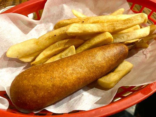 Corn dog and fries