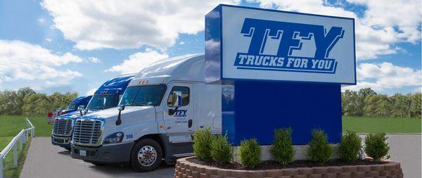 TFY trucks parked in front of Muskogee terminal