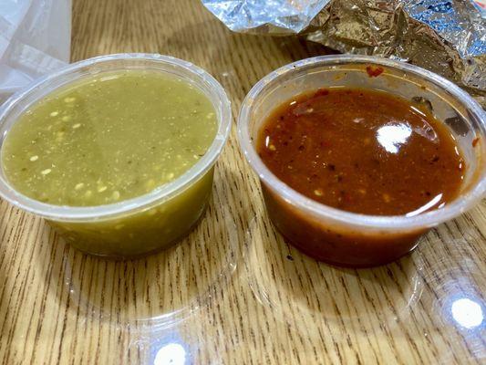 Salsa roja and salsa verde