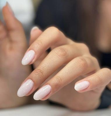 Beautiful milky white nails!