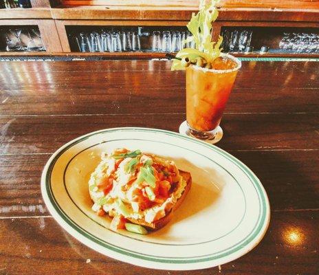 McNellie's new brunch Artichoke toast and a Jameson Bloody Molly!