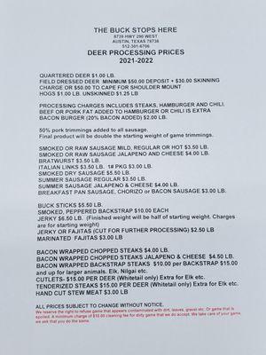 2021/ 2022 Product and price list