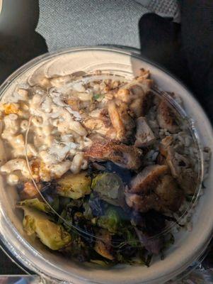 Custom bowl with charred chicken